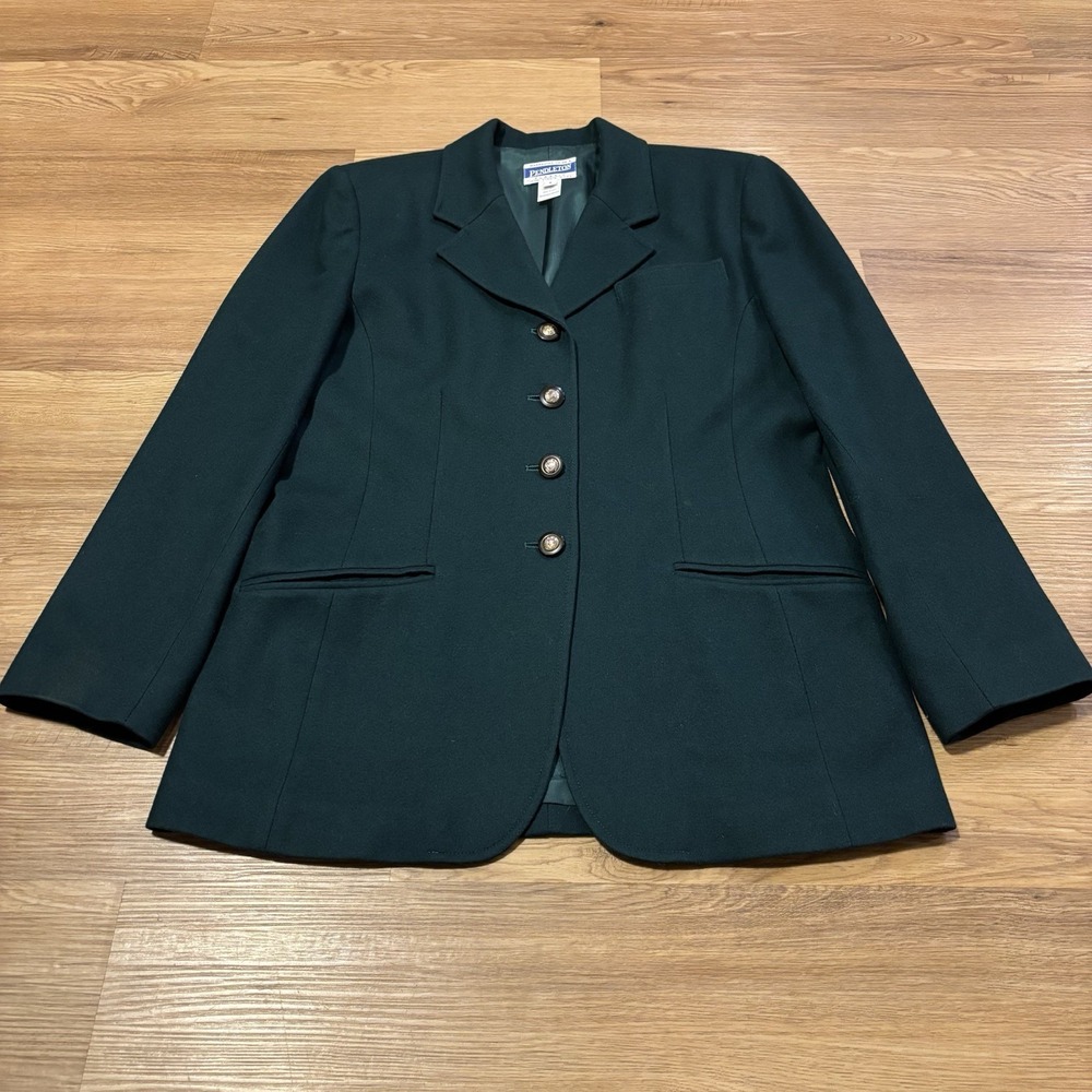 Vintage Pendleton Blazer Womens 6 Forest Green Wool Sport Coat Equestrian Preppy